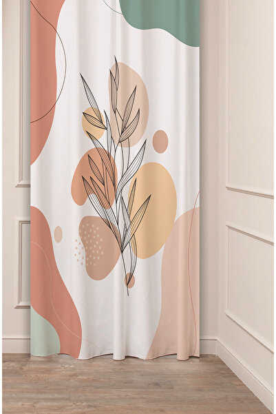 GREENDECOR Floare Frunză Verde Bej Model boem Design special Digital cu imprimeu (O singură aripă) Perdeau de fundal modern și elegant