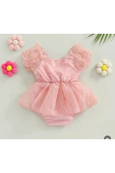 Kokosh kidss Baby Girl Polka Dot Bow Romper