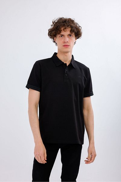 Decas Βαμβακερό μπλουζάκι IGNITUS Polo Neck - Μαύρο