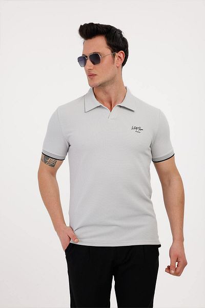 Decas Βαμβακερό μπλουζάκι με γιακά Polo STYLE - Γκρι