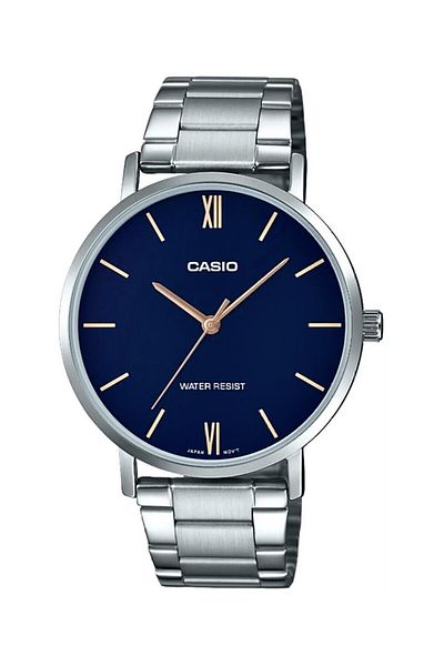 Casio Men's Wristwatch with Dark Blue Cord and Metallic Color