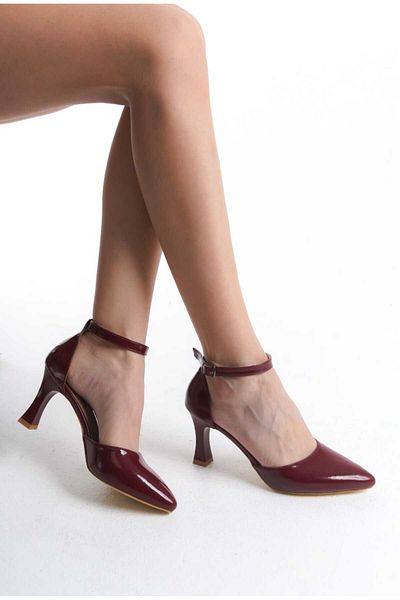 JVC Women's Burgundy Patent Leather High Heel Stiletto
