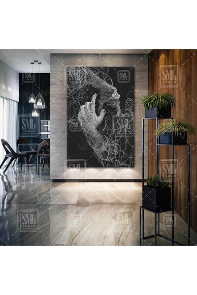 SML TABLO Birbirinin Elinden Tutmuş İp Eller Aşk Love Dikey Kanvas Tablo