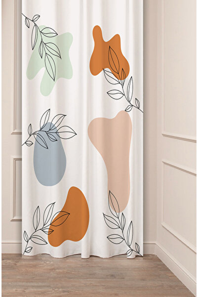 GREENDECOR Model cu frunze de flori boeme, design special, digital cu imprimeu (un singur aripă), stil modern, perdea moale și elegantă