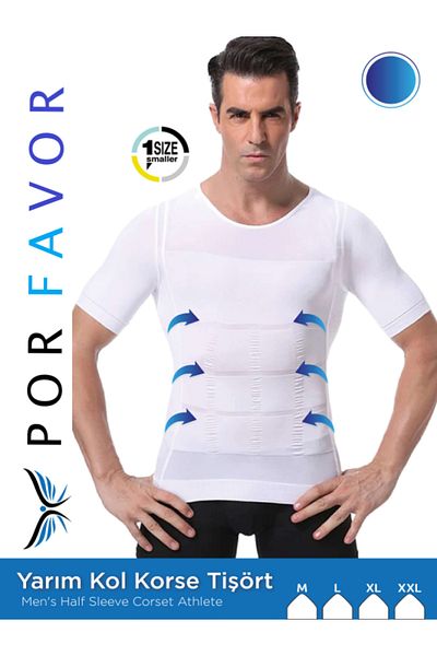 Por Favor 1 Size Reducer Half Sleeve Men's Corset Undershirt