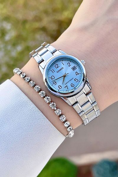 Casio Dial Blue Cord Metallic Color Women's Wristwatch