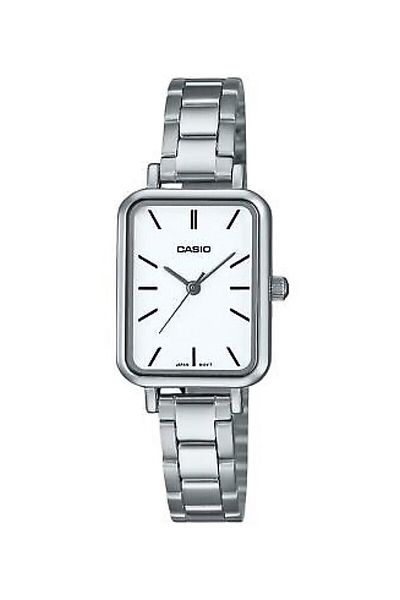 Casio Women's Wristwatch with White Dial and Metallic Color 24 Months Warranty