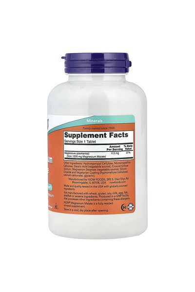 Now Magnesium Malate, 1000 Mg, 180 Tablets