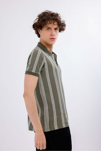 Decas Βαμβακερό μπλουζάκι IMPERIUM Polo Neck - Χακί