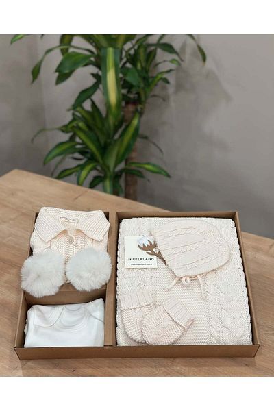 Nipperland 100% Cotton Fur Pompom 5-Piece Hospital Set (0.3 Months)