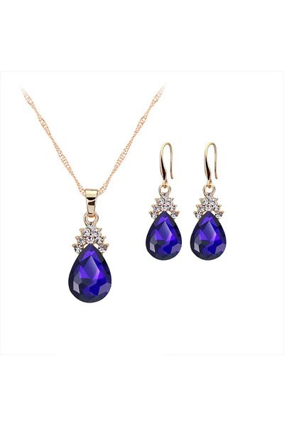 SIC MODA Blue Crystal Necklace and Earrings Set SIC MODA 5123B