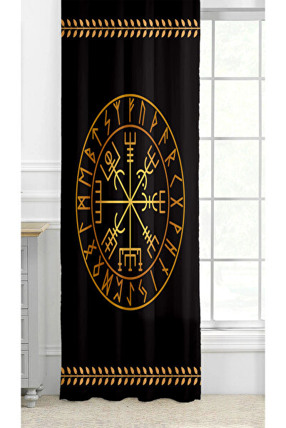 GREENDECOR Zodiac Numbers Hippie Mandala Ancient Patterned Custom Design Digital Printed (Single Wing) Modern Background Curtain