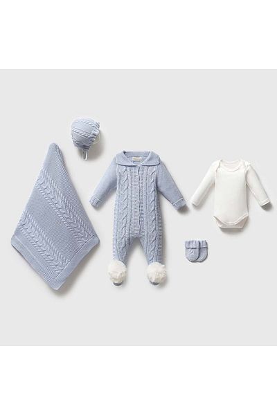 Nipperland 100% Cotton Fur Pompom 5-Piece Hospital Set (0.3 Months)