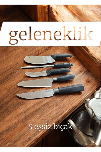 kitchenboost Lazoğlu Knife Set - 5 Piece Chef Kitchen Knife Set Set
