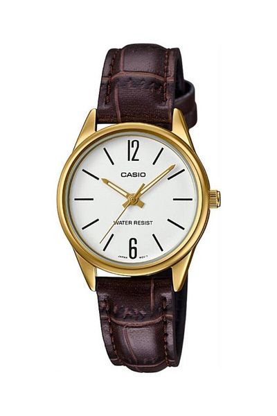 Casio Women's Wristwatch in Case Gold Cord Brown Color 2 Years Warranty
