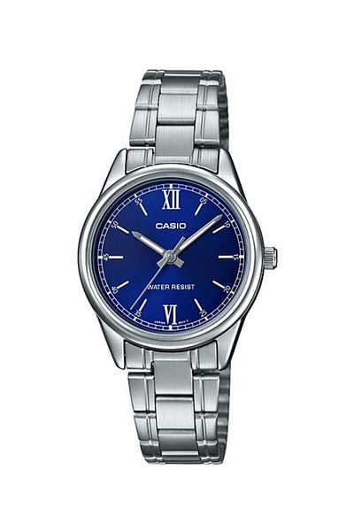 Casio Women's Wristwatch with Navy Blue Dial and Metallic Color Band, 24 Months Warranty