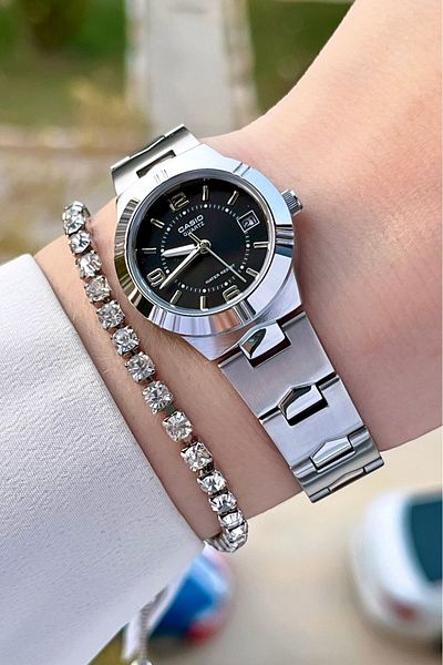 Casio Women Wrist Watch with Dial Black Cord Metallic Color 24 Months Guarantee