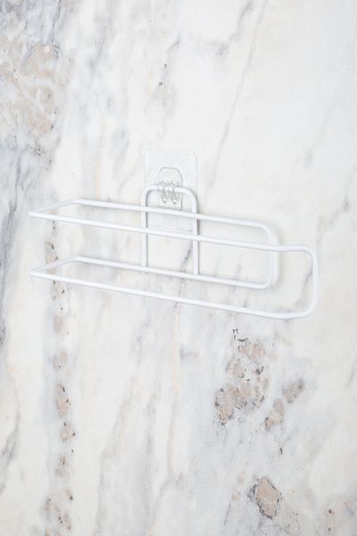 MultiStore Sticker Adhesive White Paper Roll Towel Holder, Napkin Holder, Adhesive Design, Bathroom Hanger