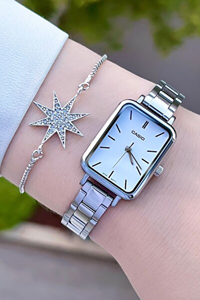 Casio Women's Wristwatch with White Dial and Metallic Color 24 Months Warranty