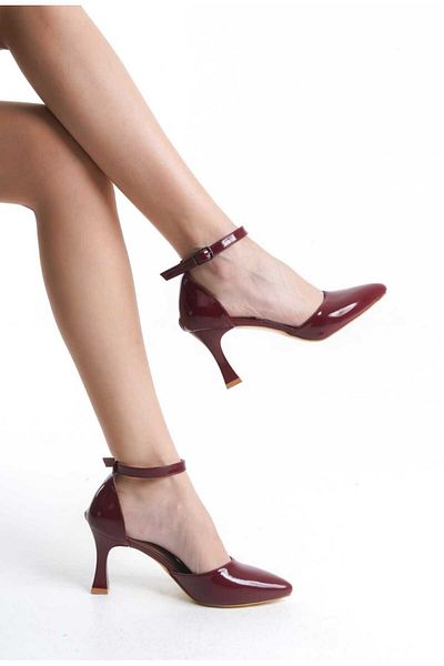 JVC Women's Burgundy Patent Leather High Heel Stiletto