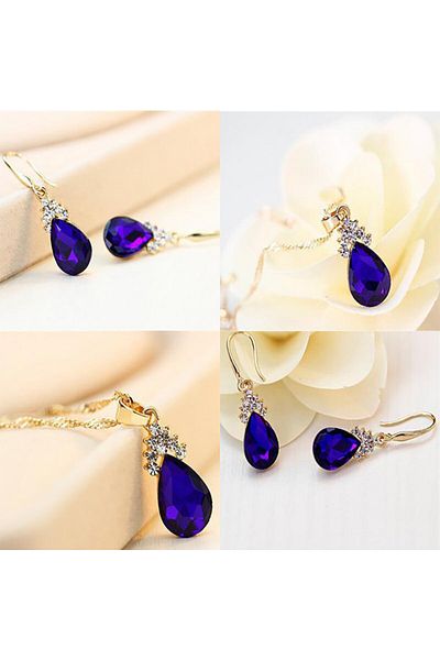 SIC MODA Blue Crystal Necklace and Earrings Set SIC MODA 5123B