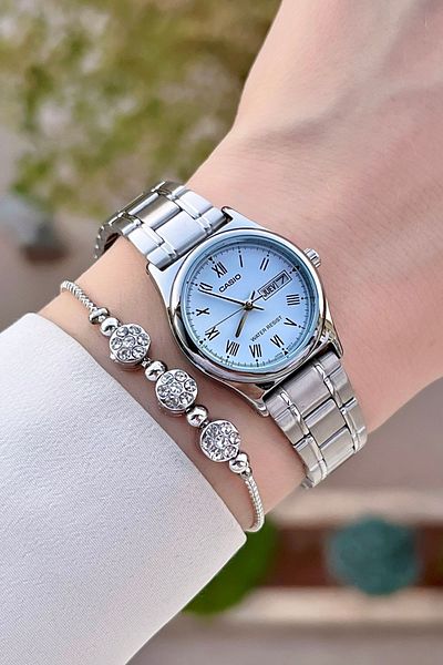 Casio Dial Blue Cord Metallic Color Women's Wristwatch