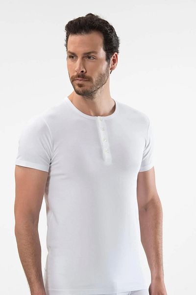 Cacharel 4 Pieces Men's Buttoned Short Sleeve 95% Cotton 5% Elastane T-Shirt