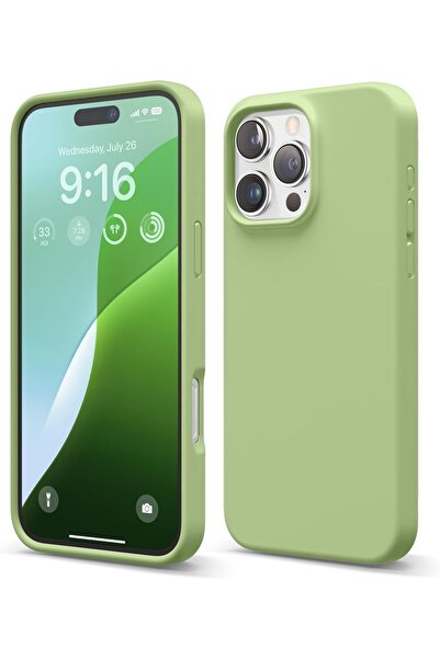 Merwish İphone 16 Pro Uyumlu Logolu Içi Kadife Yumuşak Silikon Kamera Korumal...