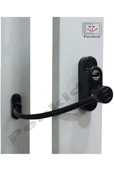 NZM TİCARET Penkid Steel Rope Cable Pvc Window Safety Child Security Lock 7 Pieces (Black)