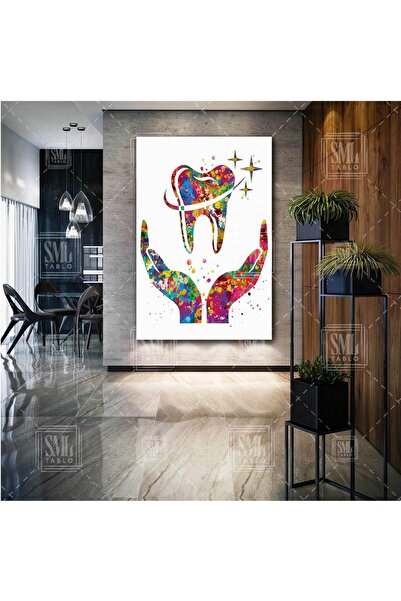 SML TABLO Diş Hekimi Diş Tabibi Poliklinik Dikey Kanvas Tablo