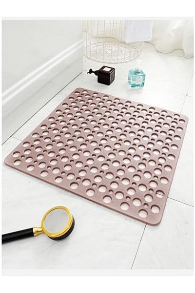 LUXE Non-Slip Shower Cabin Bathroom and Shower Mat Square Bubble 54 X 54 cm Pink Color Sea149P Lxshp 105552