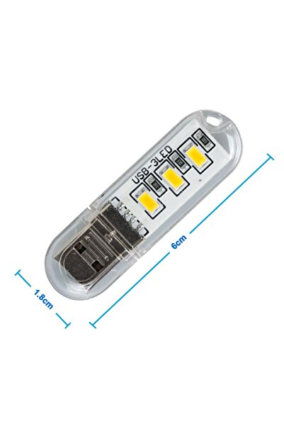 Roichil Mini Usb Led Lamba 5730 Smd 3 Led Anahtarlık Portatif Taşınabilir Gec...