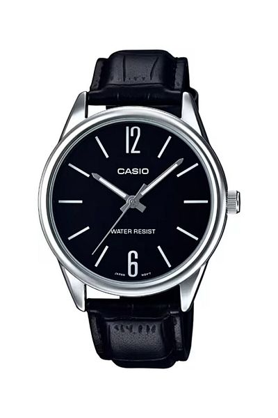 Casio ساعة يد رجالية بسوار معدني وقرص أسود اللون ضمان لمدة عامين