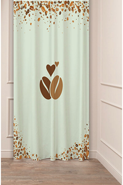 GREENDECOR Cafea Boabe de cafea cu model boem Design special Digital cu imprimeu (UN SOUL) Perdeau de fundal modern și elegant