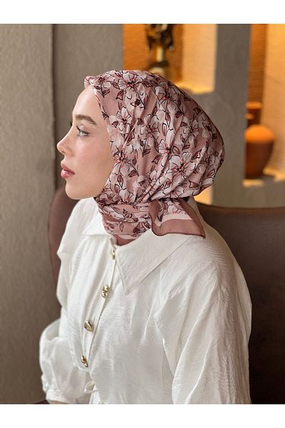 Modakaşmir Freesia Pattern Cotton Scarf