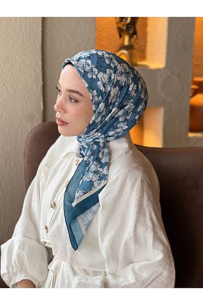 Modakaşmir Freesia Pattern Cotton Scarf