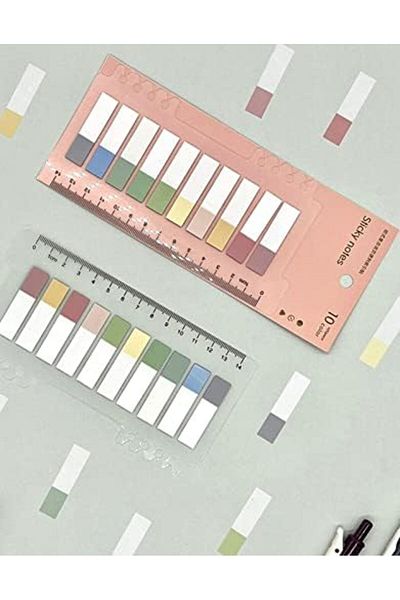 STOREMAX Ezg Ship Shop 10 Color Ruled Transparent Index Page Sticker Half Morandi Colors Ezsnshop 10