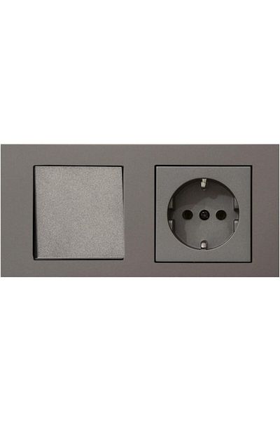 STOREMAX Sbl Grano Anthracite Set of 2 Switch and Grounded Socket Set Sblshp 1064356