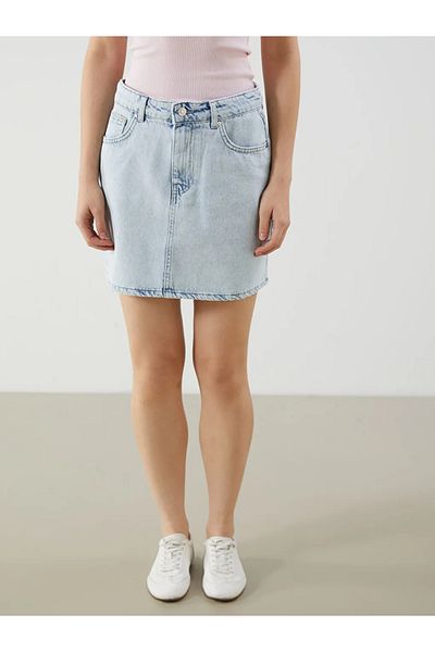 LC Waikiki Fusta mini jean XSIDE albastră slim fit