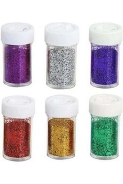 Mu Art Ahşap Mrt Marifetlerim - Salt Shaker Mixed Color Powder Glitter 6 Pieces Art 871301