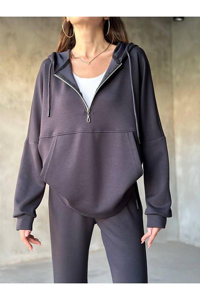 ANKA BOUTIQUE Half Zip Pocket Sweatpants
