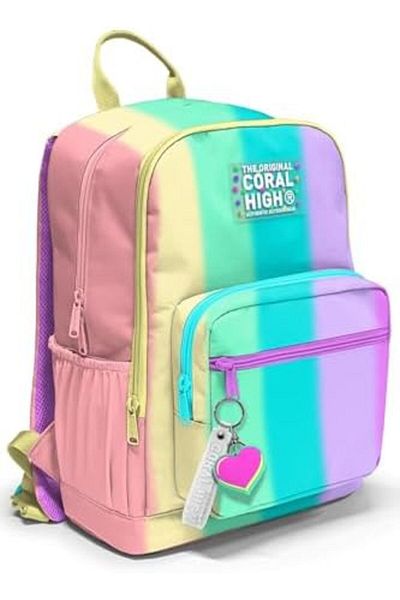 Mu Art Ahşap Rucsac de școală cu model în dungi Mrt High Color 23630 Art 871301