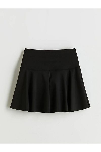 LC Waikiki Xside Active Black Elastic Waist Pleated Sports Shorts Skirt