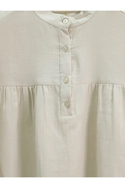 HİJABAYA Oval Cut Stand Collar Blouse Skirt Muslin Set