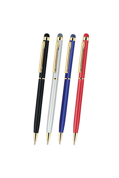 PULKO Promosyon Thinytouch, Touch-Screen Tip, Ballpoint Pen, 064, Golden Yellow / Silver Grey