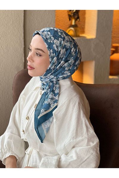 Modakaşmir Freesia Pattern Cotton Scarf