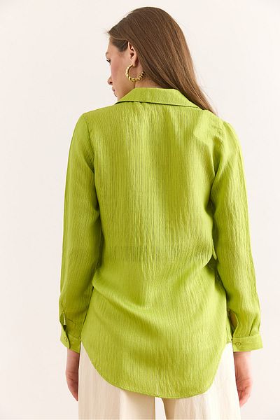 Olalook Women's Pistachio Green Thin Stripe Woven Shirt Gml-19001336