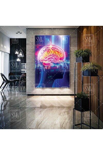SML TABLO Beyin Dalgaları Brain Nöroloji Hekimi Ofisi Dikey Kanvas Tablo