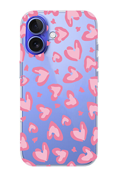 moonset Iphone 16 Plus Uyumlu Leopar Kalpler Tasarımlı Baskılı Şeffaf Telefon...