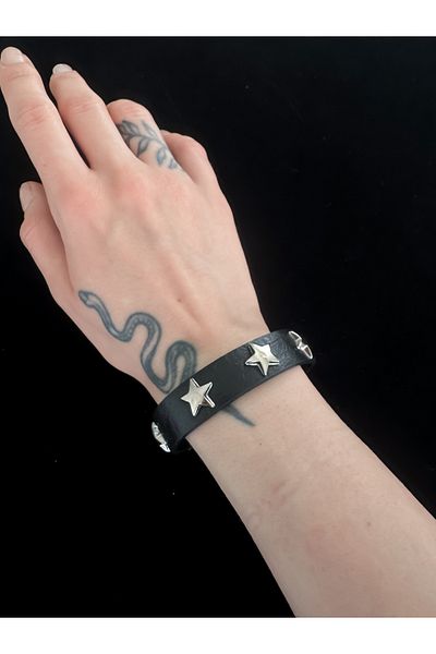DarkellaStore Gothic Gothic Punk Leather Starry Star Faux Leather Bracelet